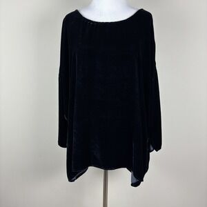 CP Shades Sibella Top Womens Small Velvet Silk Blend Boxy 3/4 Sleeve Oversized S